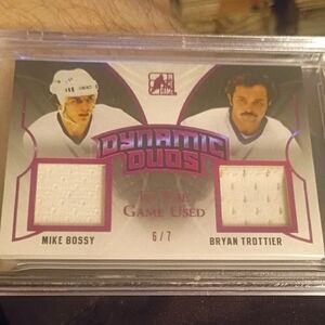 mike Bossy & Bryan Trottier 2017-18 Beckett Graded 7.5 Serial #6/7 Jersey Hockey